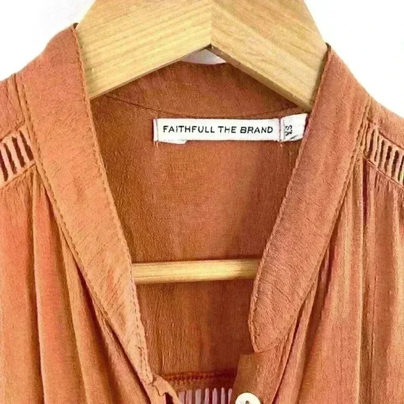 Faithful The Brand Sleeveless Rust Brown Dress Long Shirt Button Down Size XS - Picture 7 of 13